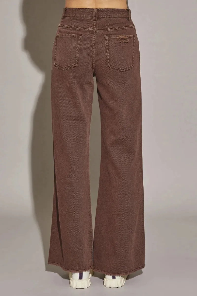 Distressed High Waist Denim Pants with Cut Edge Hem – Retro Streetwear