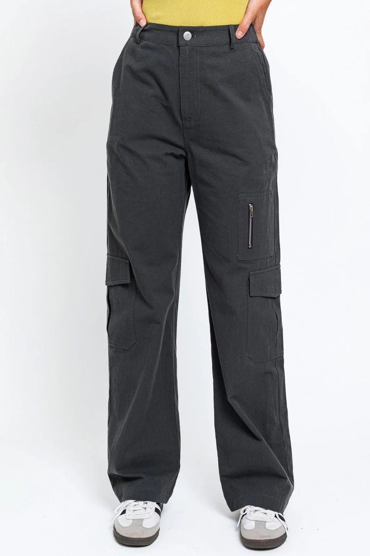 High Waist Cargo Pants with Wide Pockets – Utility Street Style