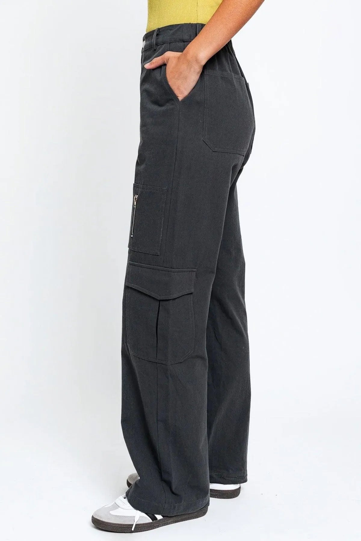 High Waist Cargo Pants with Wide Pockets – Utility Street Style