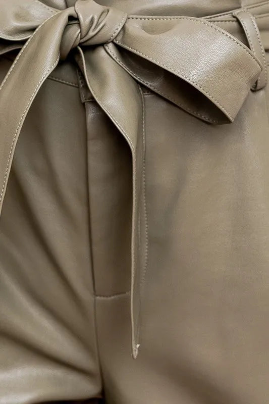 Paperbag High Waist Belted Vegan Trousers – Elegant Daily Outfit