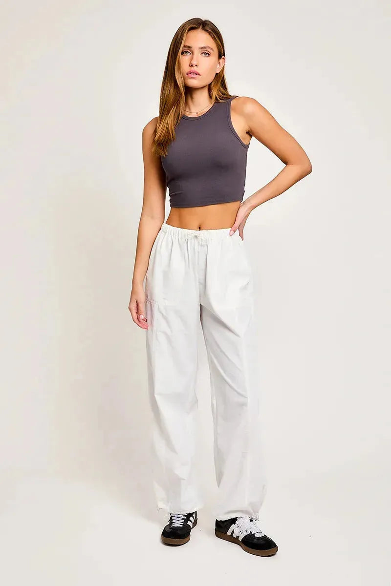 Modern High Waist Ankle-Tie Jogger Pants – Sporty Casual Look