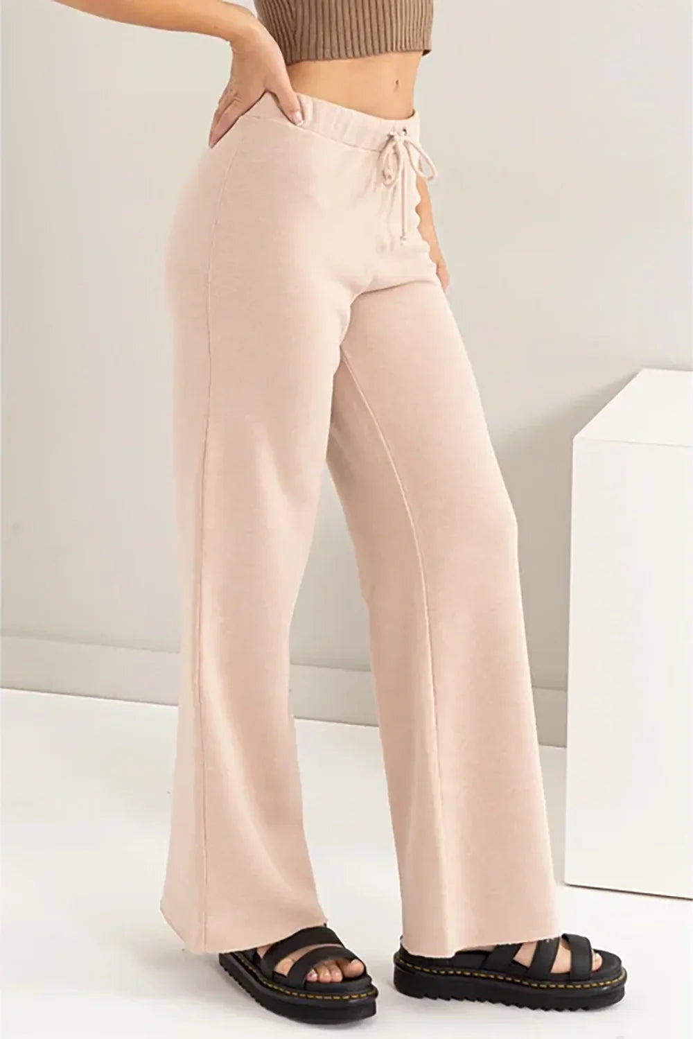 High Waisted Wide Leg Drawstring Pants – Comfy Flowy Style