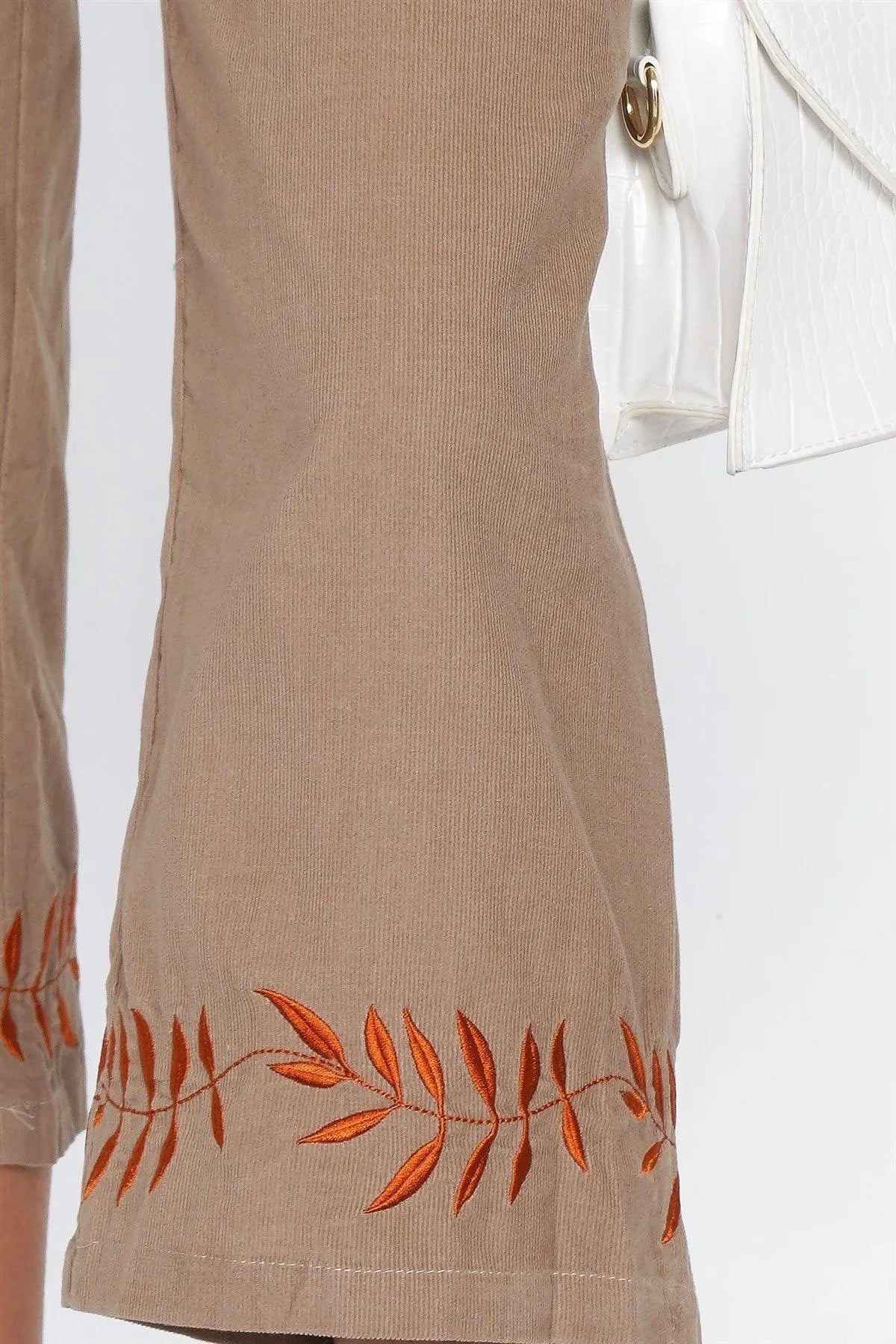 Taupe Ankle-Length Corduroy Gaucho Pants