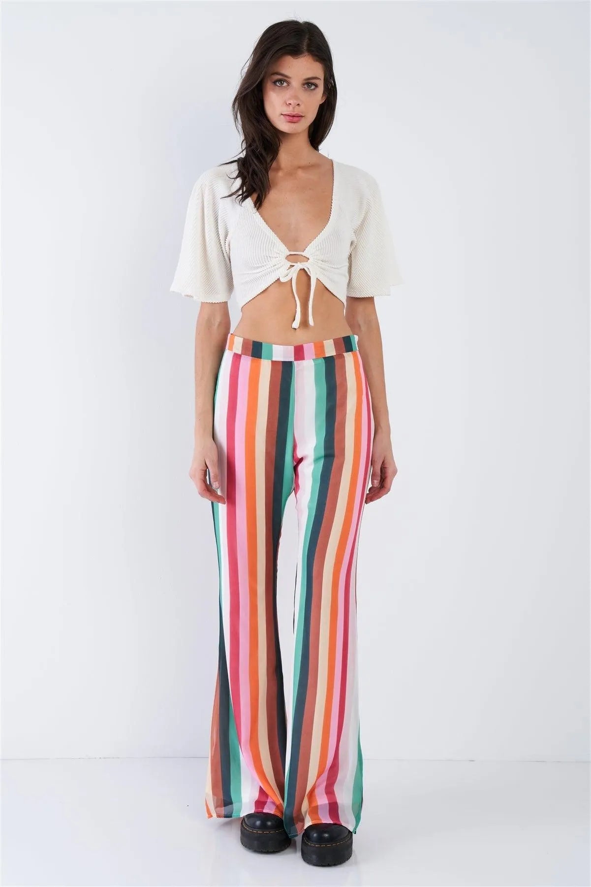 Orange Multi-Stripe High Waist Sheer Pants – Festival Fashion Style