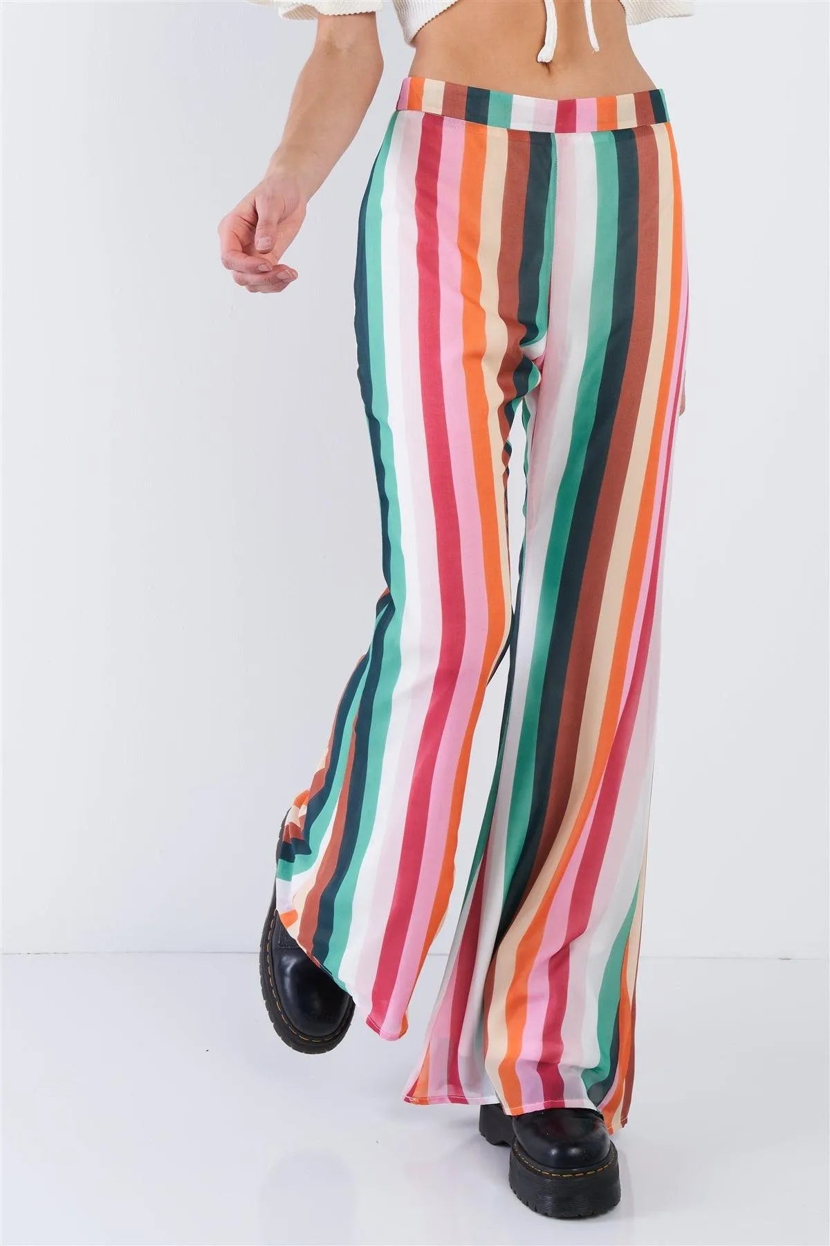 Orange Multi-Stripe High Waist Sheer Pants – Festival Fashion Style