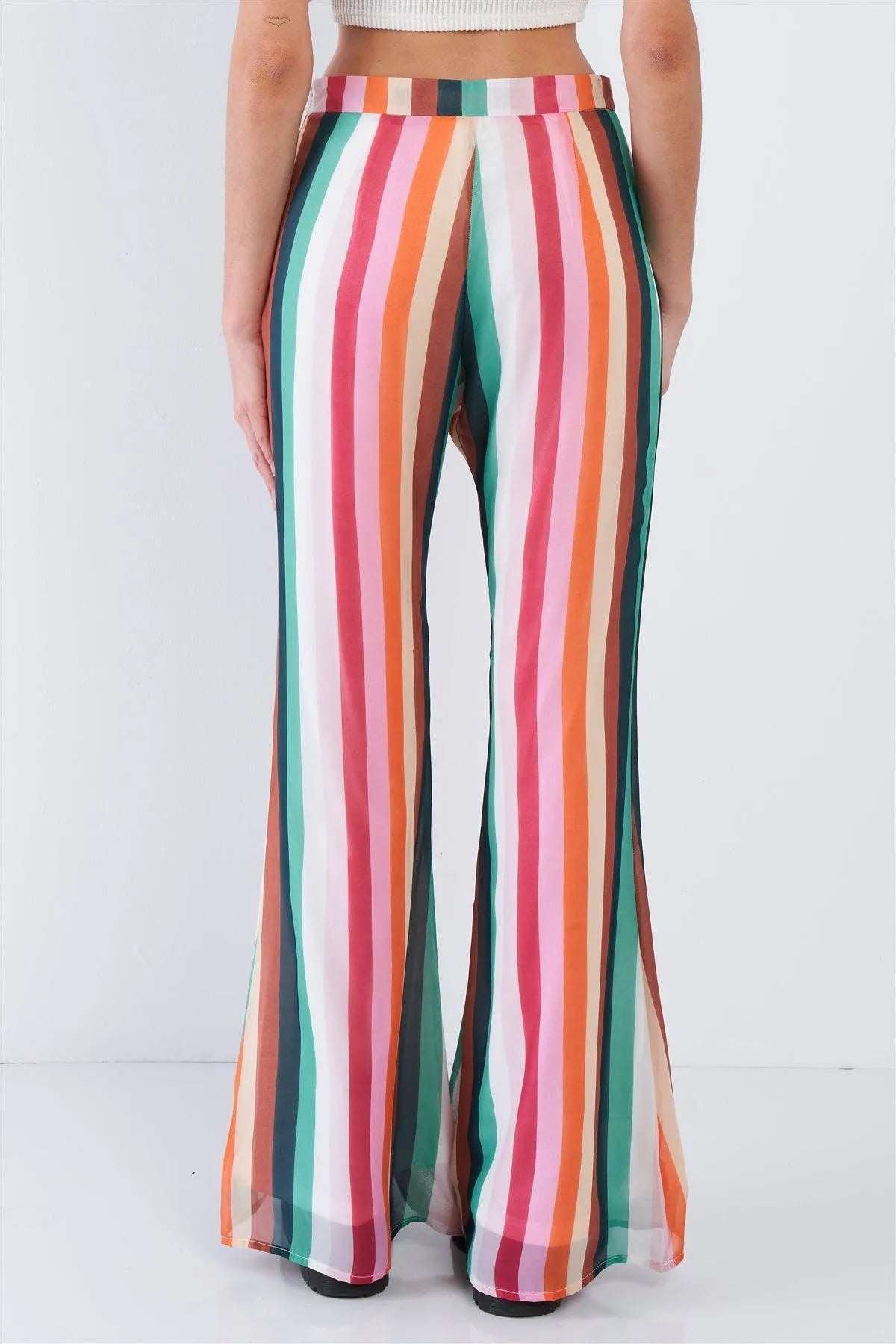Orange Multi-Stripe High Waist Sheer Pants – Festival Fashion Style