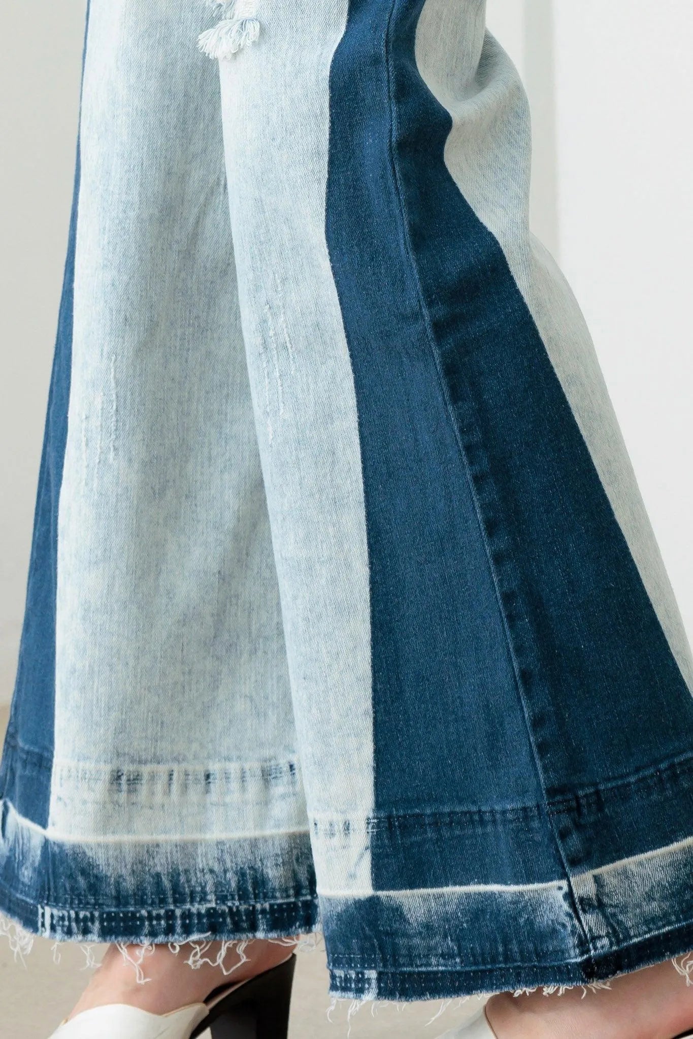 Two-Tone Acid Wash Flare Jeans – Unique Retro Chic